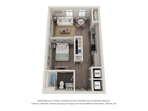 Floor plan for studio, 1 bath, 549 sqft